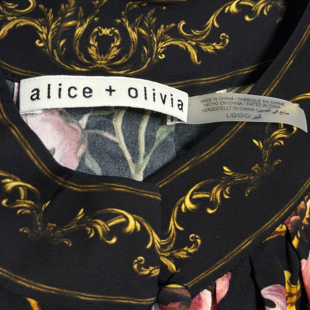 Alice and Olivia Marion Mock Neck Floral Blouse - Picture 5 of 6